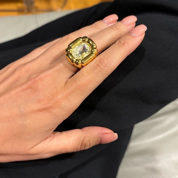 DULCIS COCKTAIL Statement Rectangle Gold RING, Size 7 - Picture 5 of 15